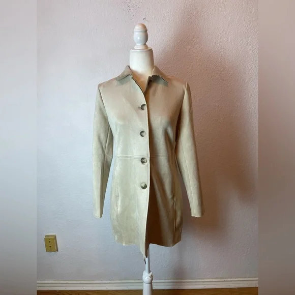 T tahari Faux suede Leather Coat jacket size S with NWT - Picture 1 of 9